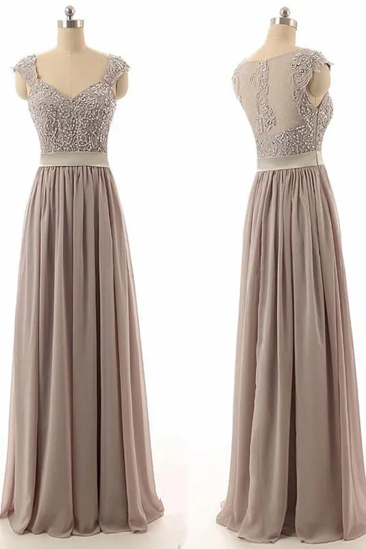 Sexy A-line V Neck Floor-length Chiffon Sleeveless Long Bridesmaid Dresses with Sequins OHS105