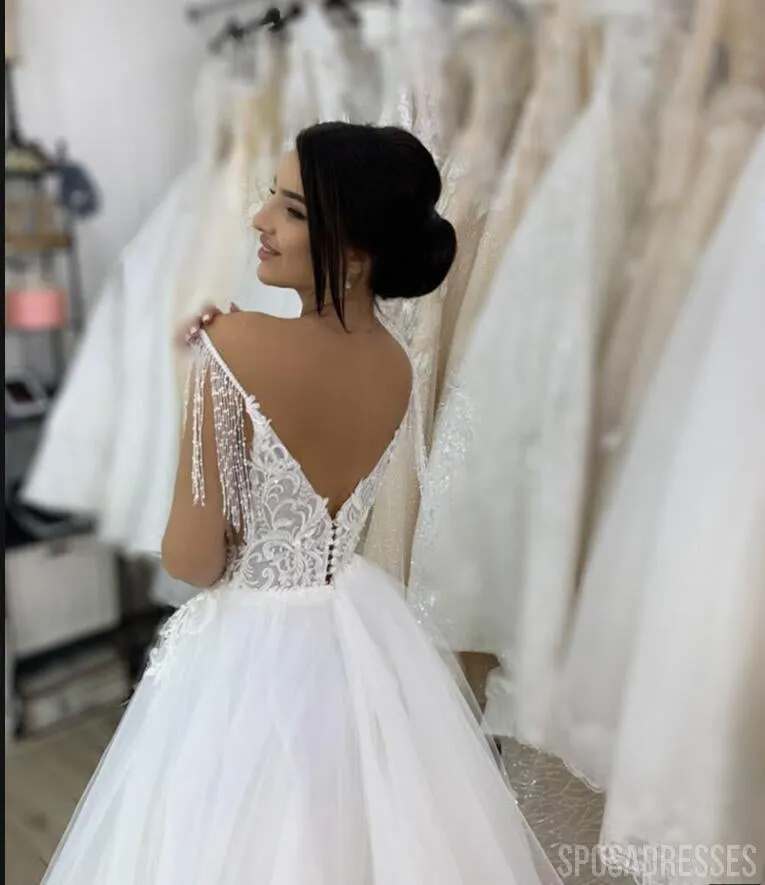 Sexy Low Back V Neck Cheap Wedding Dresses Online, Cheap Bridal Dresses, WD651