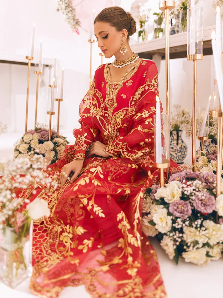 Shocking Pink Embroiered Gown Style Pishwas Pakistani Wedding Dress
