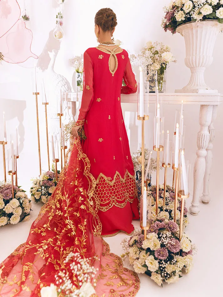 Shocking Pink Embroiered Gown Style Pishwas Pakistani Wedding Dress