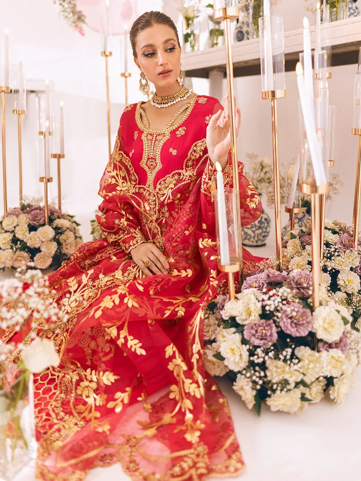 Shocking Pink Embroiered Gown Style Pishwas Pakistani Wedding Dress