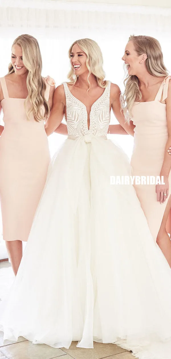 Short Ankle-length Mermaid Sexy Side Slit  Bridesmaid Dress, FC5158
