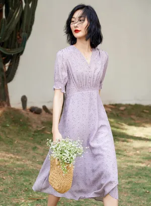 Sibyl V-neck Elastic Waist Midi Dress