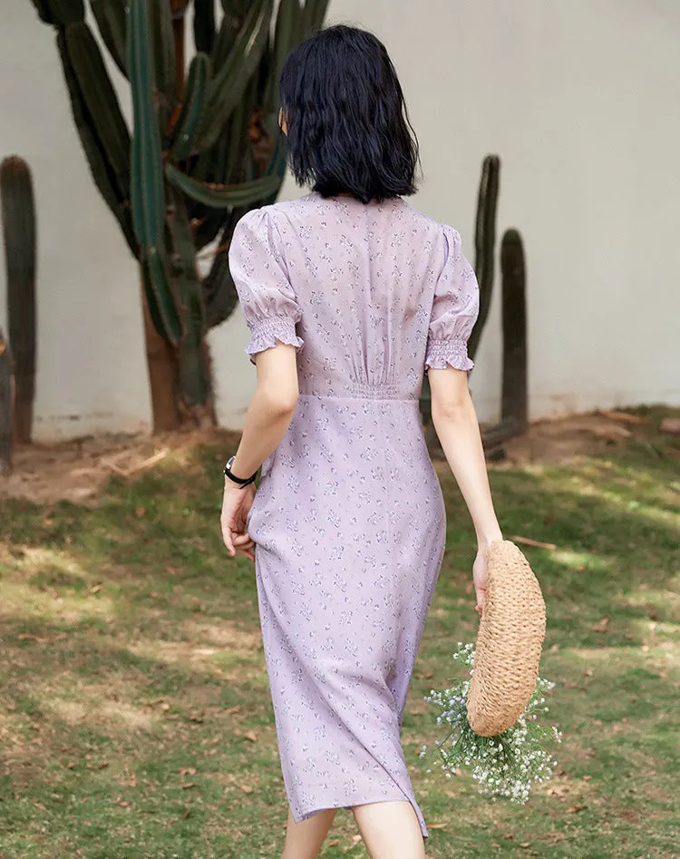 Sibyl V-neck Elastic Waist Midi Dress