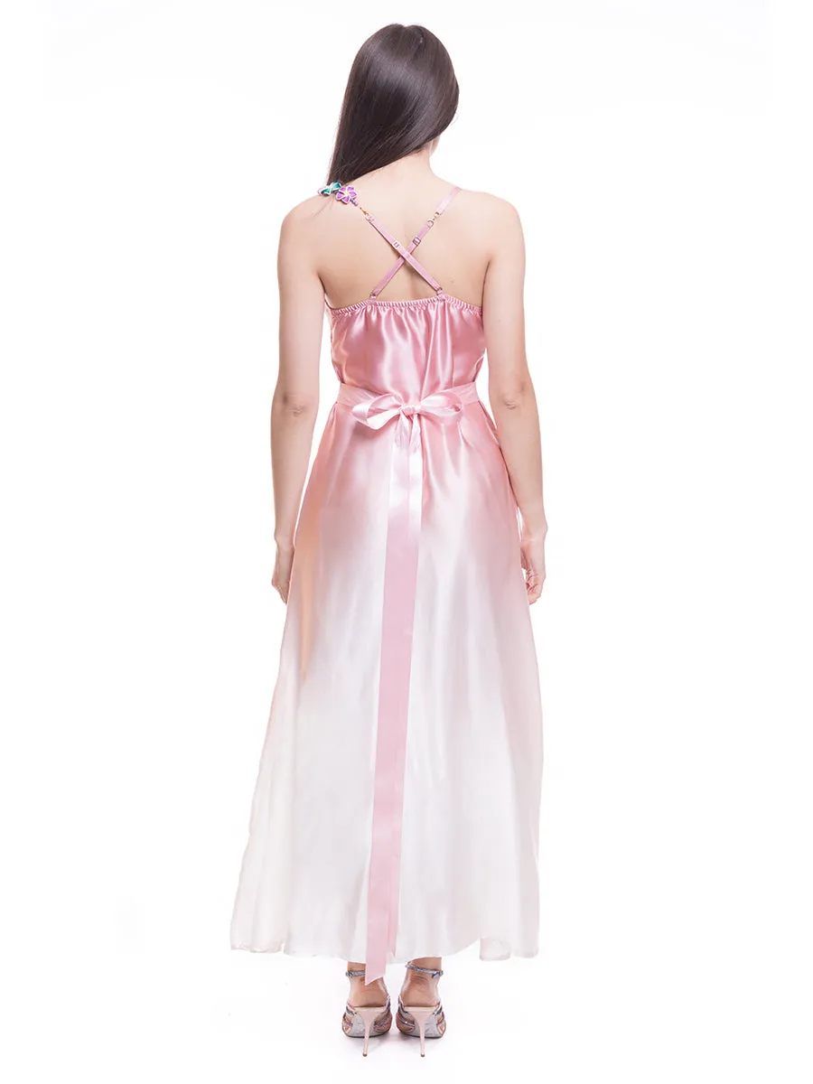 Silk Bead Maxi Dress Light Pink