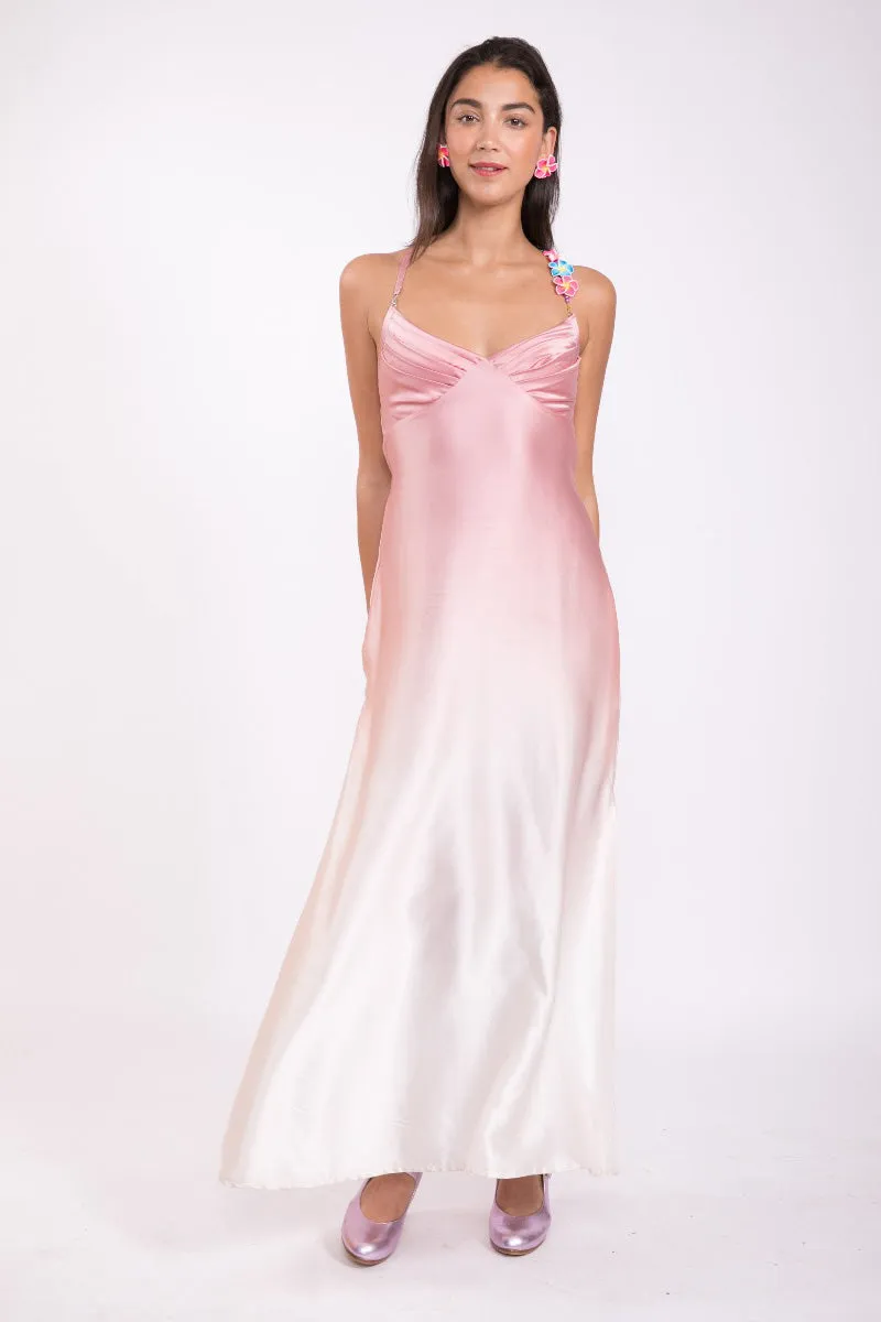 Silk Bead Maxi Dress Light Pink