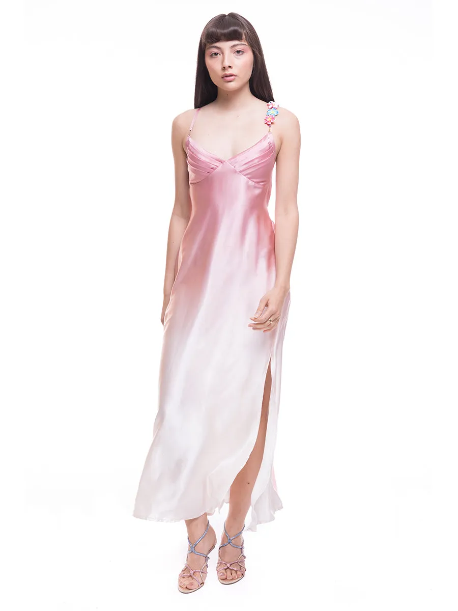 Silk Bead Maxi Dress Light Pink