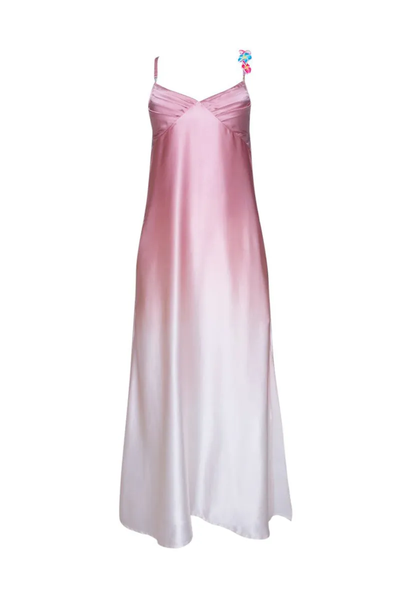 Silk Bead Maxi Dress Light Pink