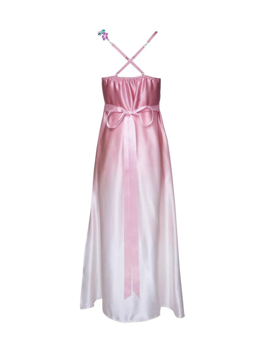 Silk Bead Maxi Dress Light Pink