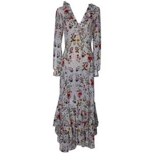 Silk Floral Ruffle Maxi Dress