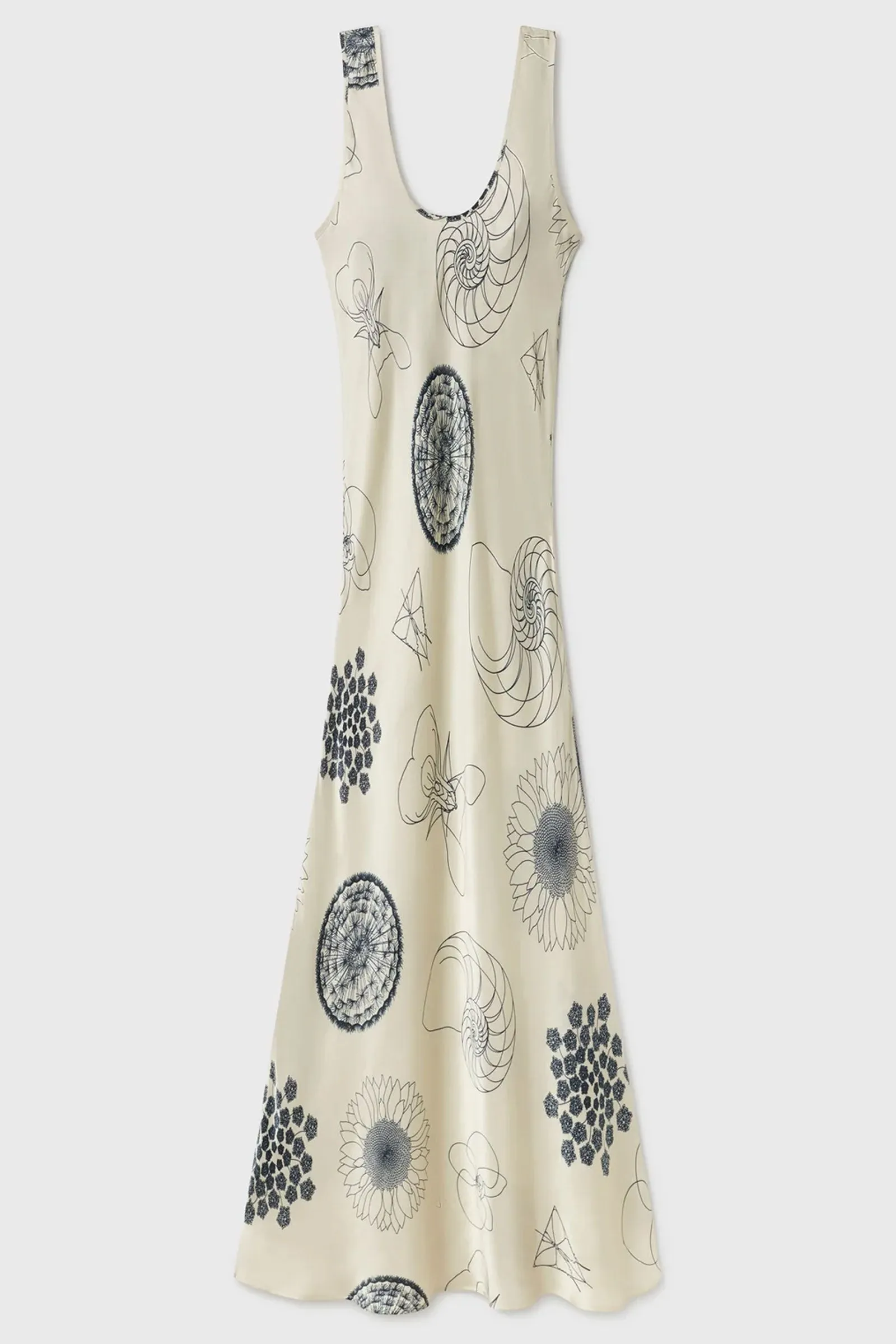 Silk Laundry Scoop Neck Dress Fibonacci Off-White