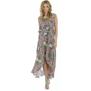 Silk Lydia Squares Sleeveless Dress