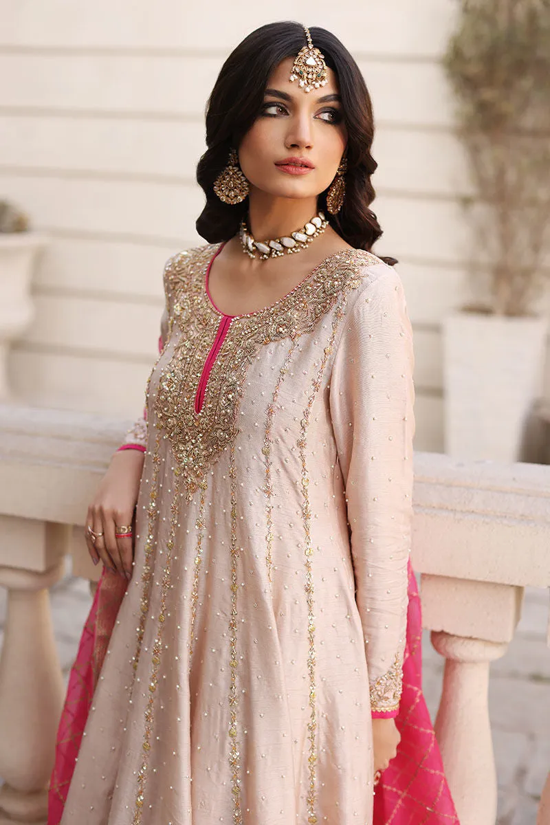 Silk Net Baby Pink Angrakha for Pakistani Wedding Dresses