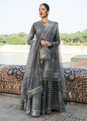 Silk Sharara with Organza Pishwas Frock and Dupatta