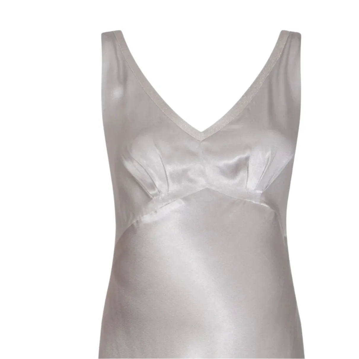Silver bias-cut maternity dress