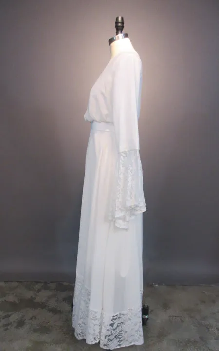 Simple Bohemian Long Sleeves Deep V Neck Hippie Beach Wedding Gown-Z715303