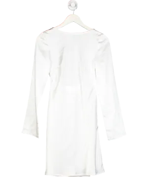 Six Stories White Long Sleeve Satin Cowl Back Mini Dress UK 10