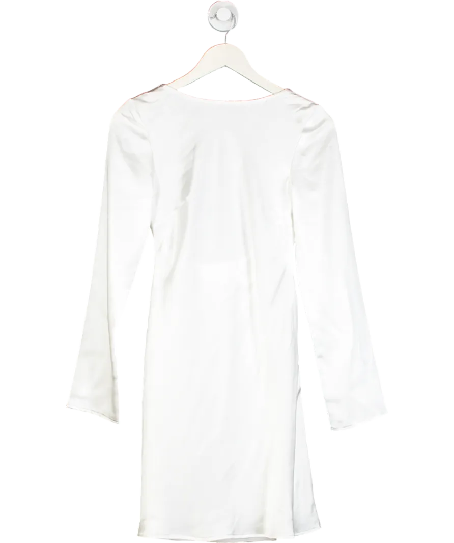 Six Stories White Long Sleeve Satin Cowl Back Mini Dress UK 10