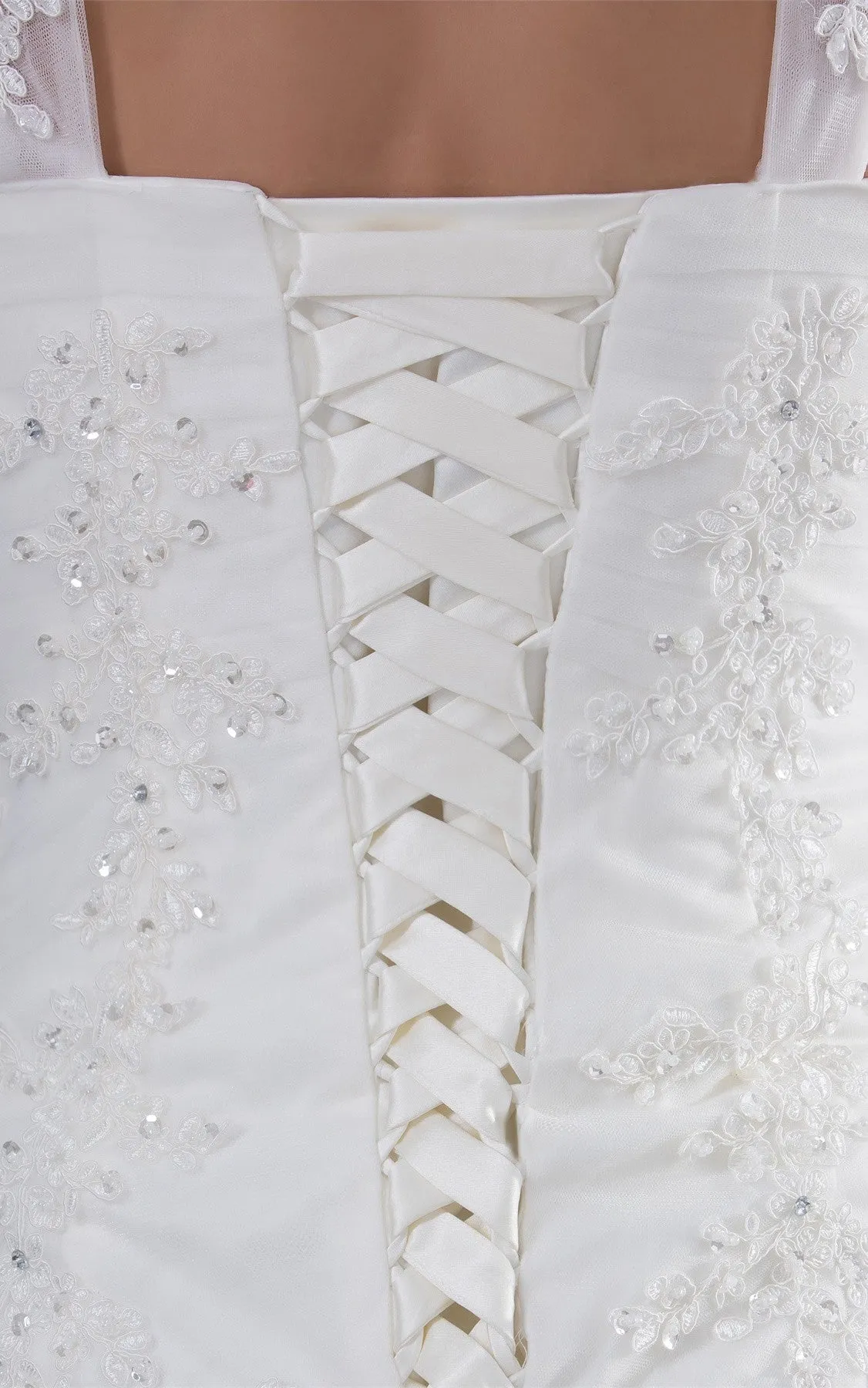 Strapped Lace A-Line Gown with Beading and Court Train-GC_706728