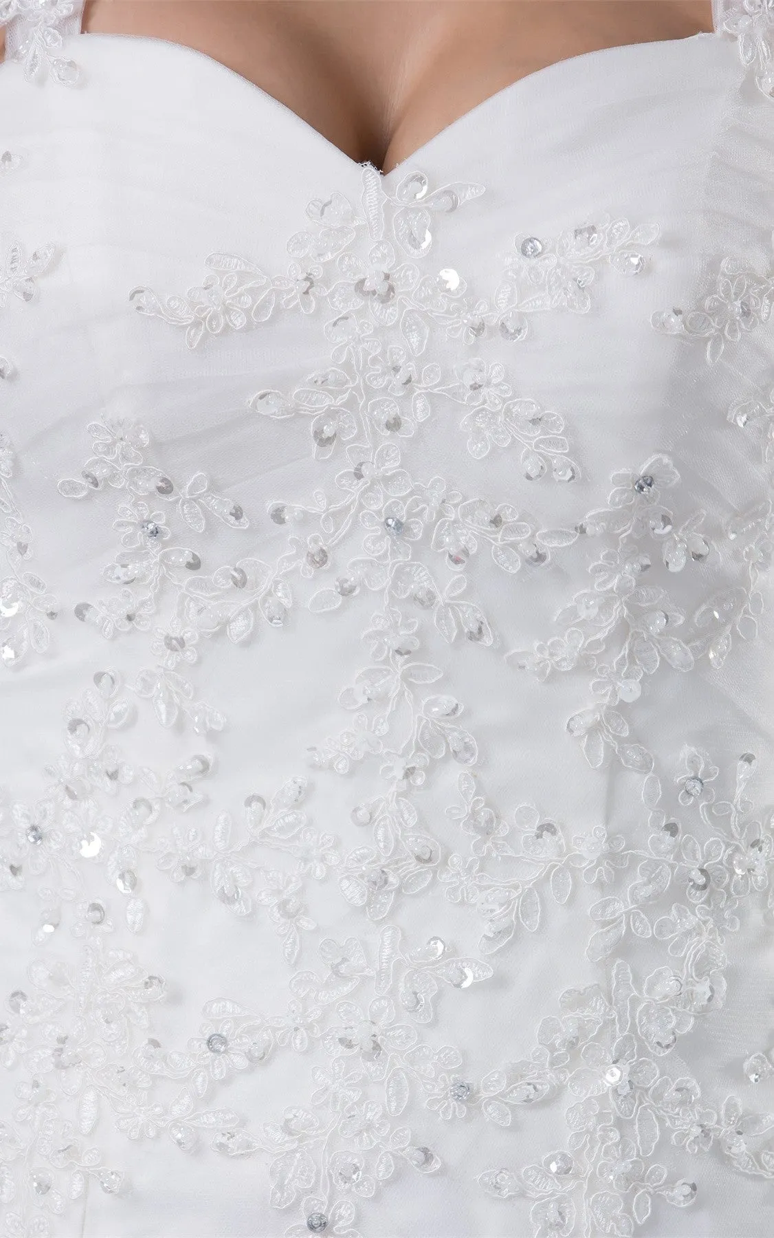 Strapped Lace A-Line Gown with Beading and Court Train-GC_706728