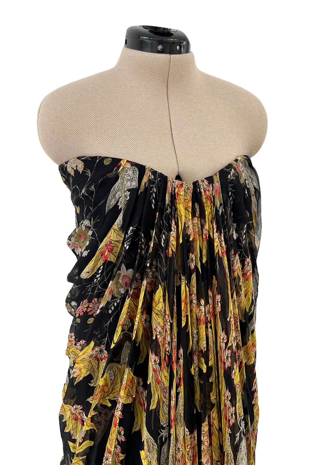 Stunning Spring 2010 Alexander McQueen Intricately Printed Strapless Bias Cut Dress
