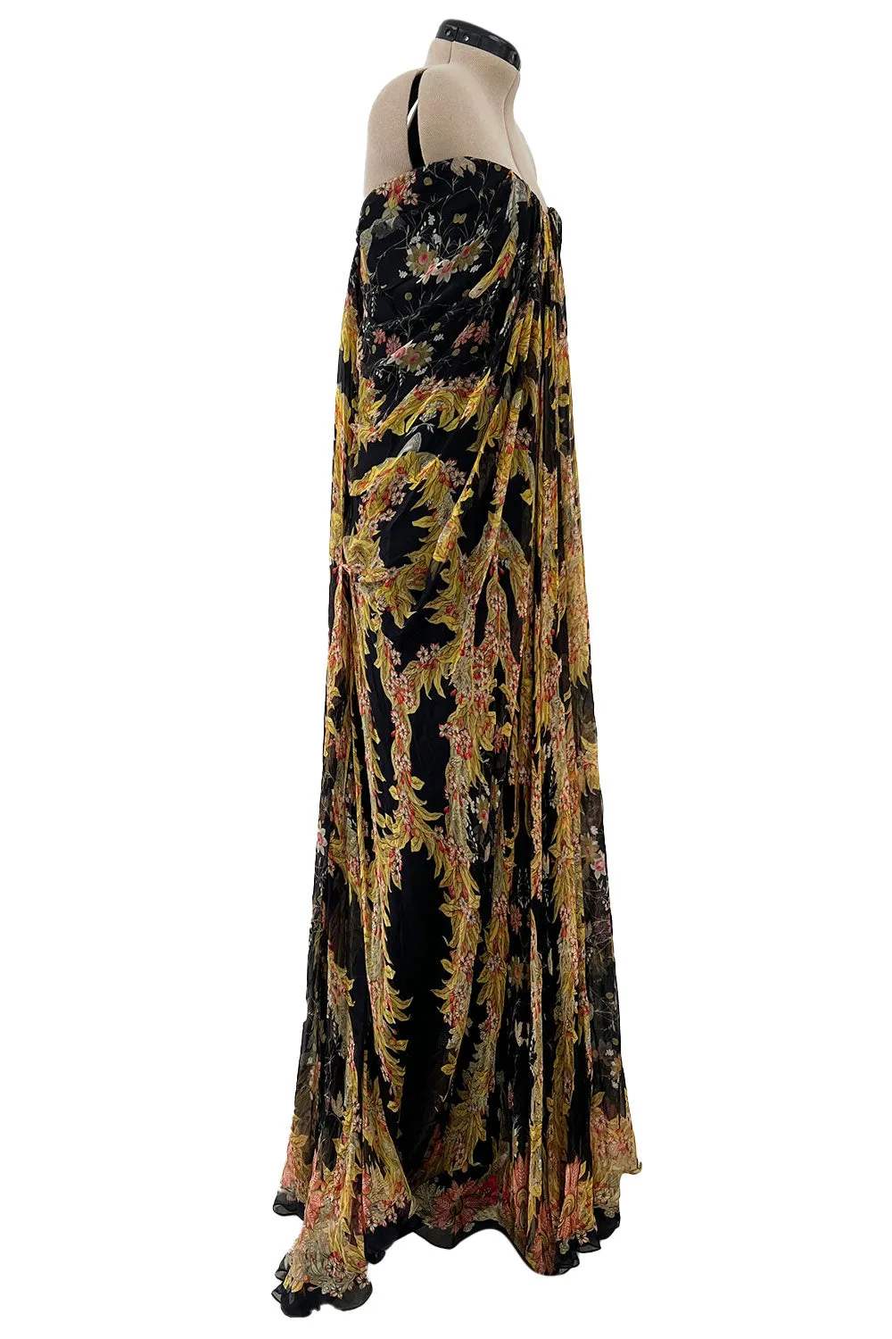 Stunning Spring 2010 Alexander McQueen Intricately Printed Strapless Bias Cut Dress