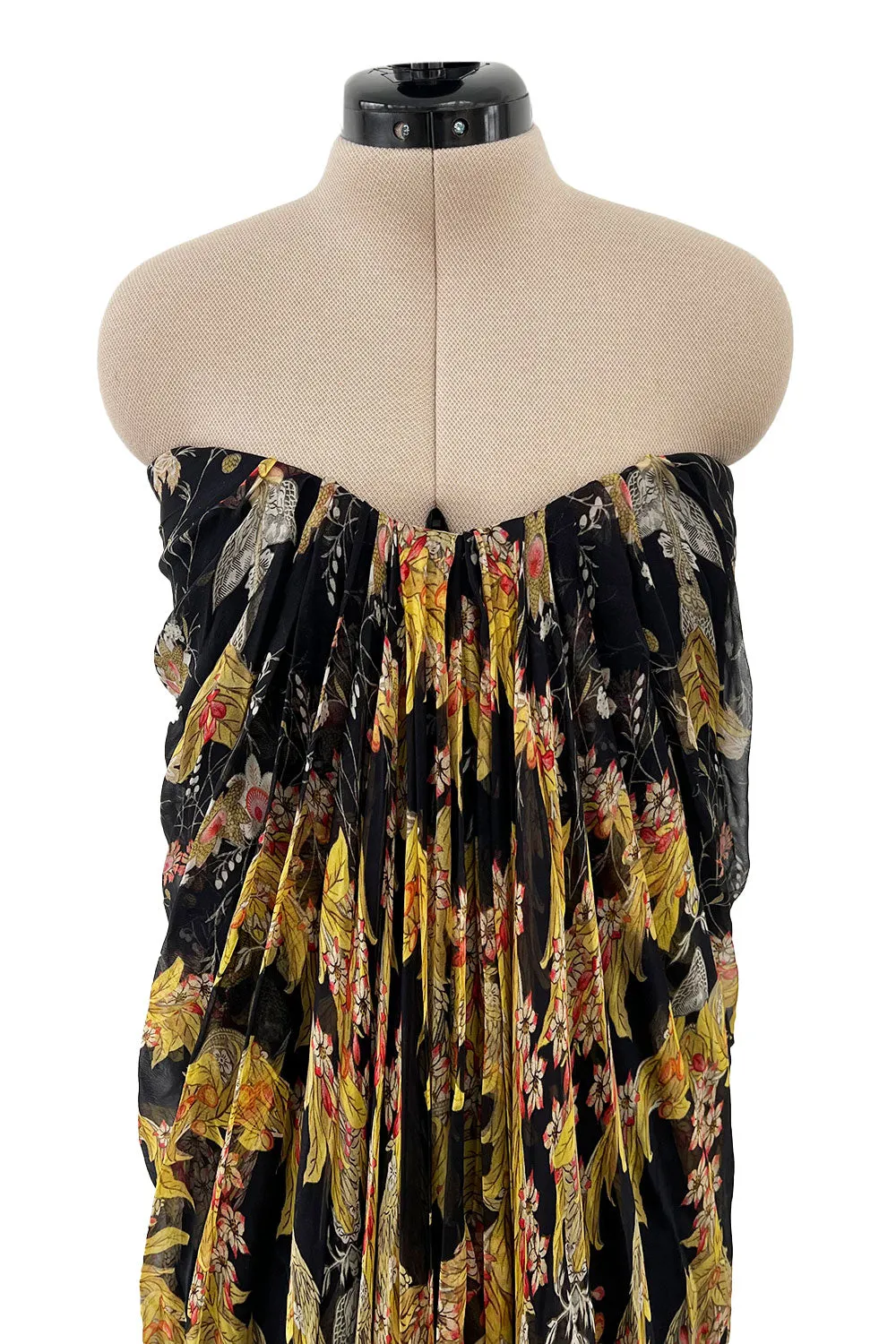 Stunning Spring 2010 Alexander McQueen Intricately Printed Strapless Bias Cut Dress