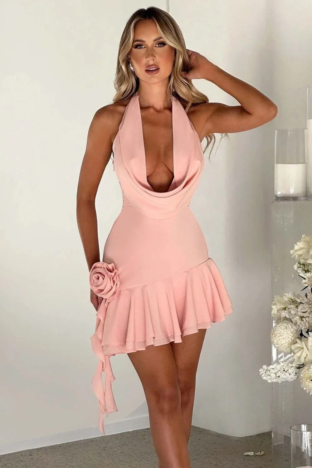 Swing Collar Lace Mini Dress
