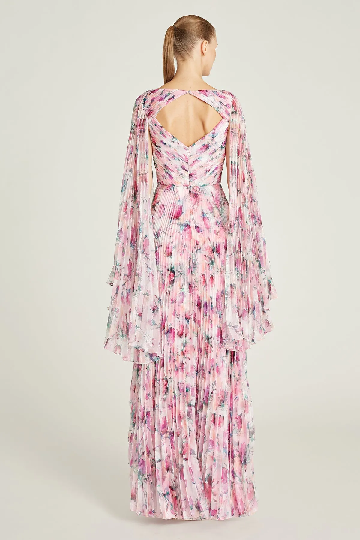 Theia - Melinda Pleated V-Neck Gown - Floressence