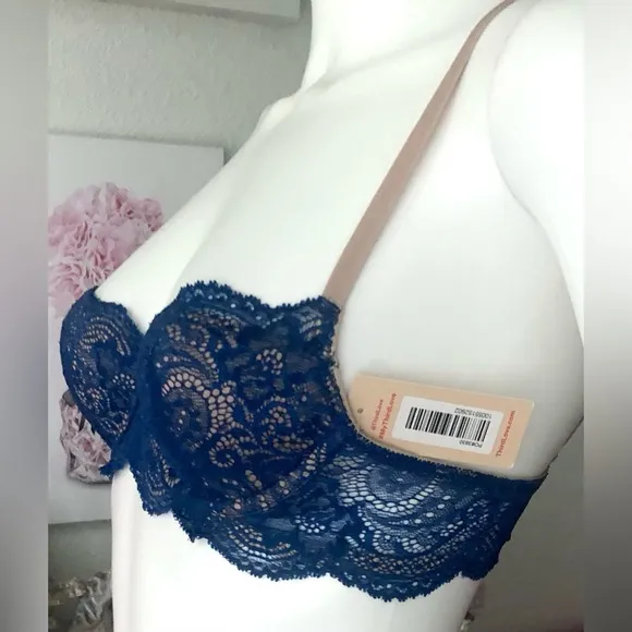 ThirdLove 24/7 lace balconette Push Up bra in Blue color  Size 32B NWT