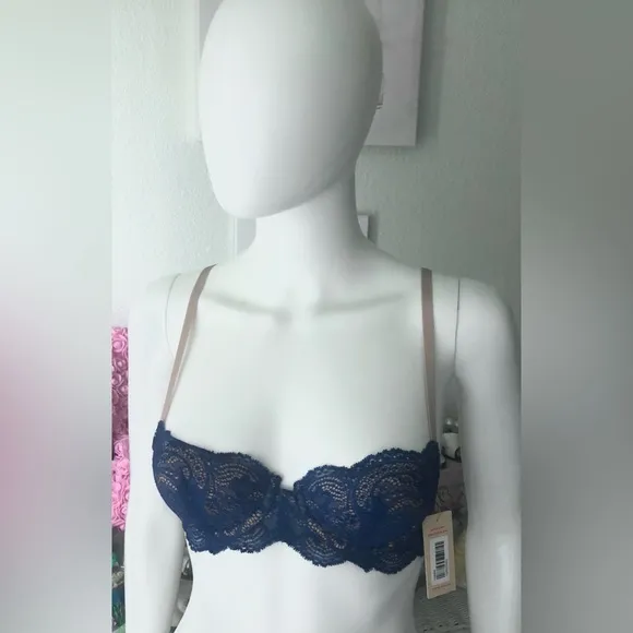 ThirdLove 24/7 lace balconette Push Up bra in Blue color  Size 32B NWT