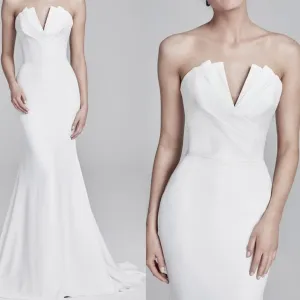 Tube top mermaid satin slim wedding dress
