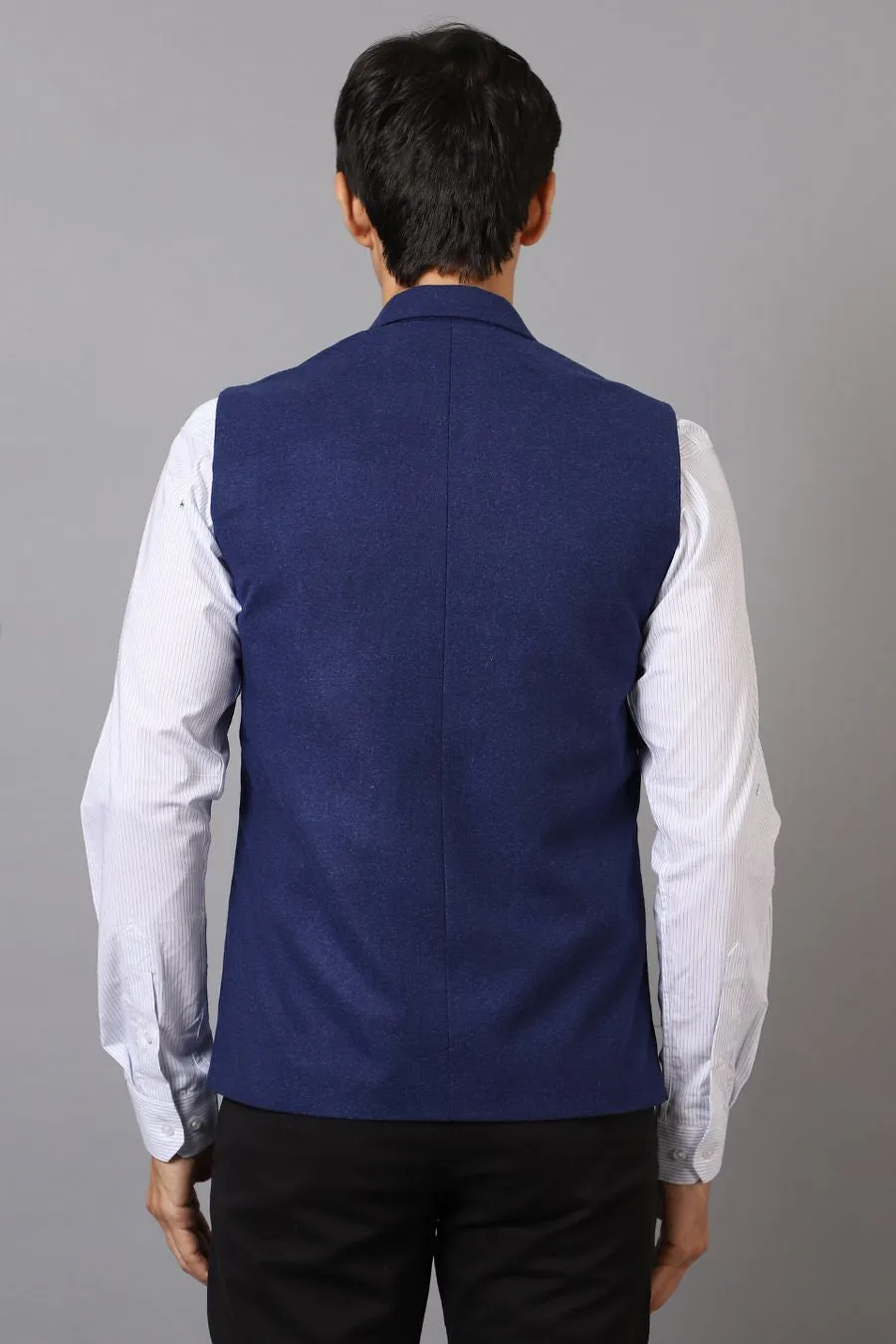 Tweed Wool Blue Modi Nehru Jacket