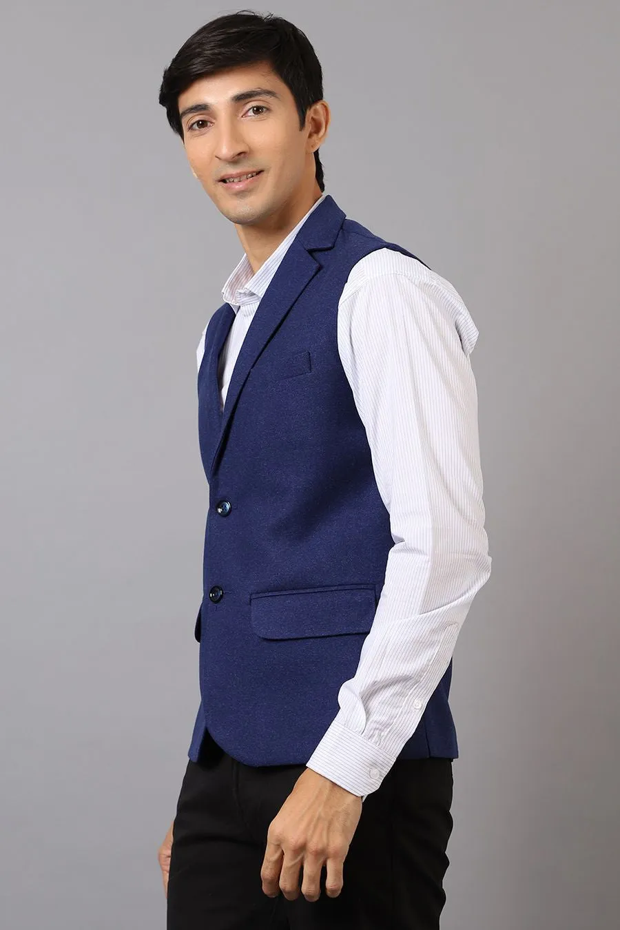 Tweed Wool Blue Modi Nehru Jacket