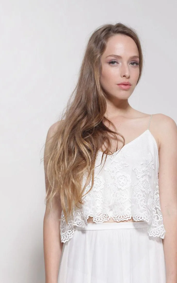 Two Part Wedding Lace Top Wedding Dress-712015
