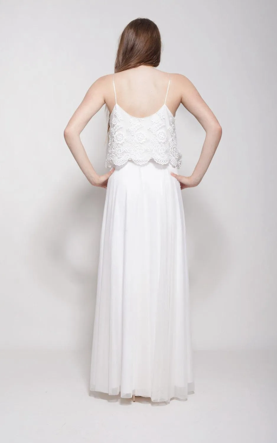 Two Part Wedding Lace Top Wedding Dress-712015
