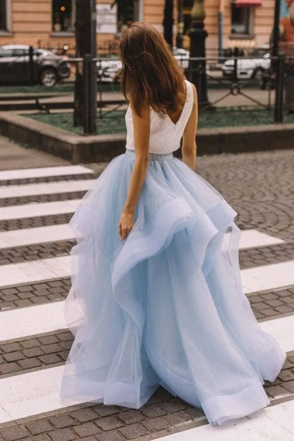 Two-piece Prom Dresses with Layers Tulle Skirt