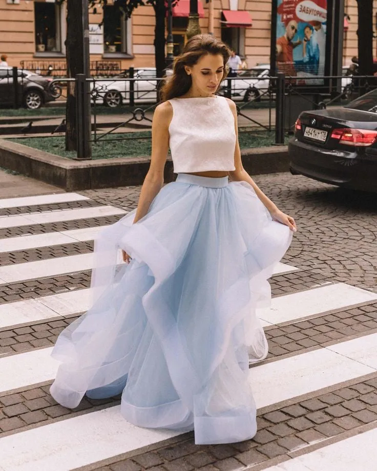 Two-piece Prom Dresses with Layers Tulle Skirt