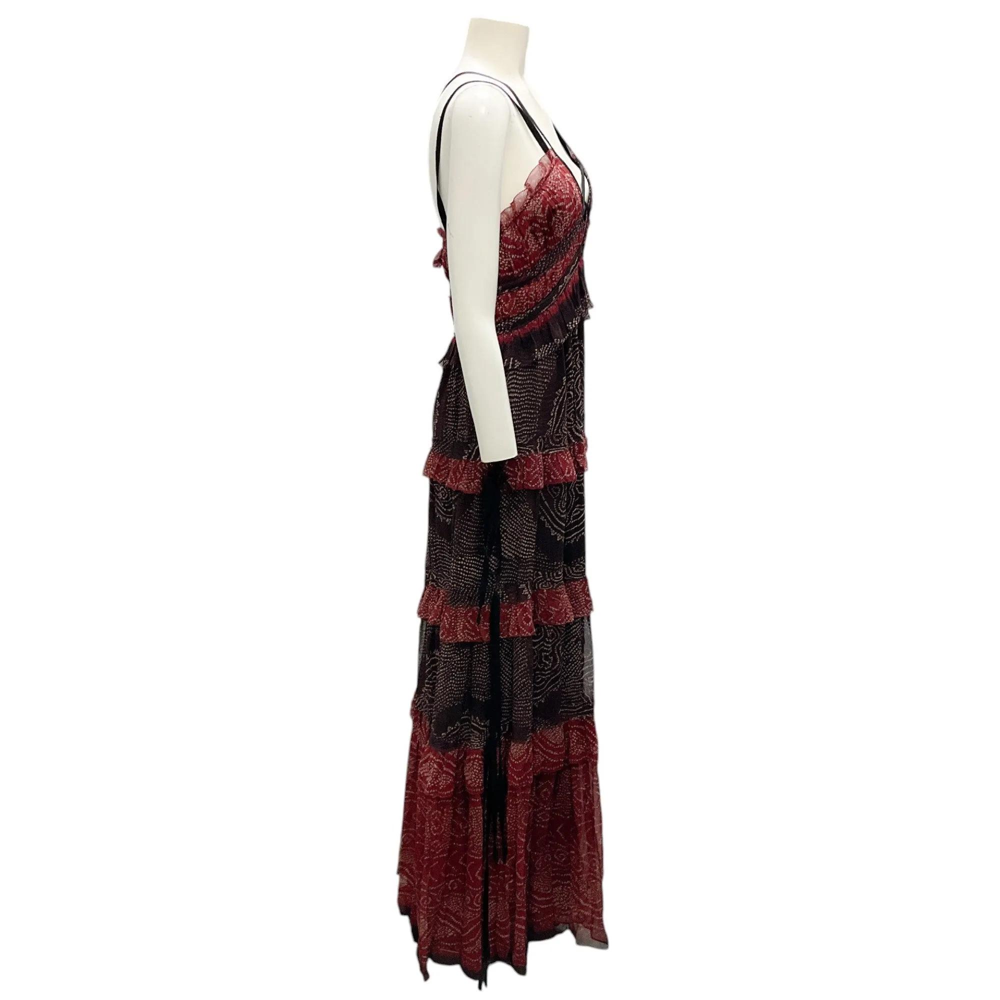 Ulla Johnson Garnet Agathe Ruffled Tiered Silk Gown