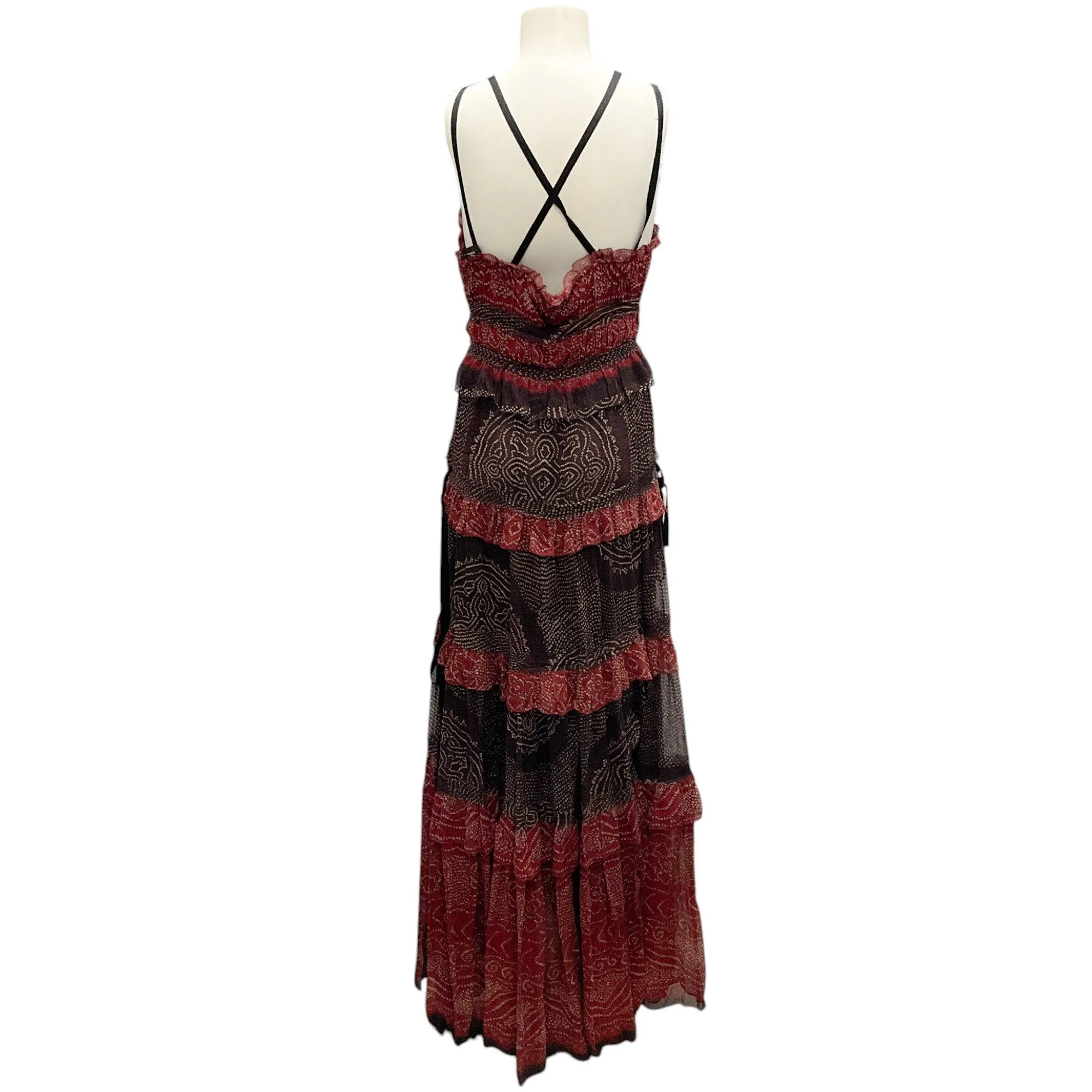 Ulla Johnson Garnet Agathe Ruffled Tiered Silk Gown