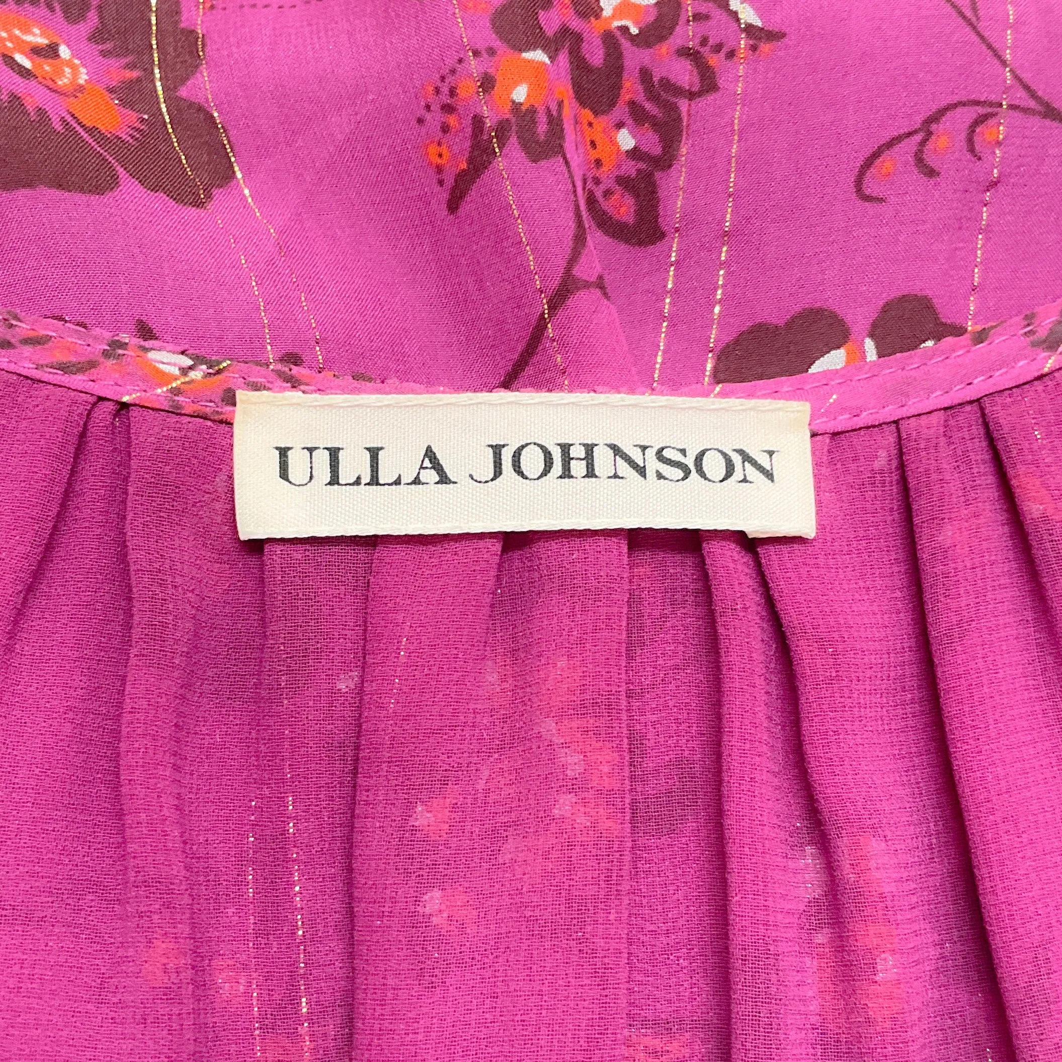 Ulla Johnson Magenta Floral Silk Ciel Dress