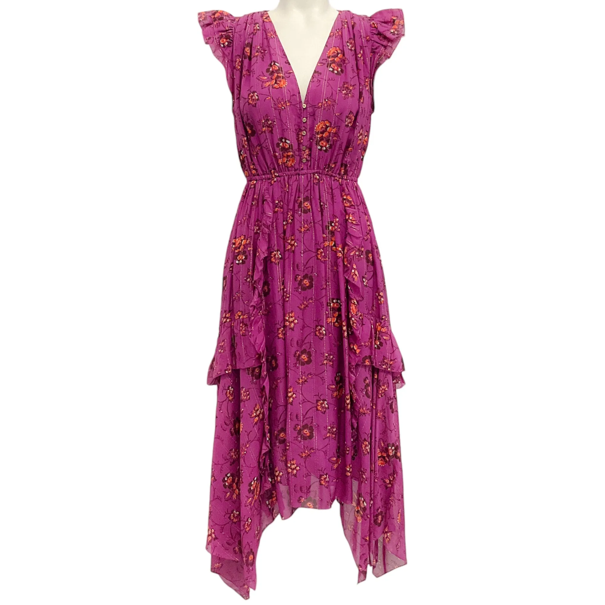 Ulla Johnson Magenta Floral Silk Ciel Dress