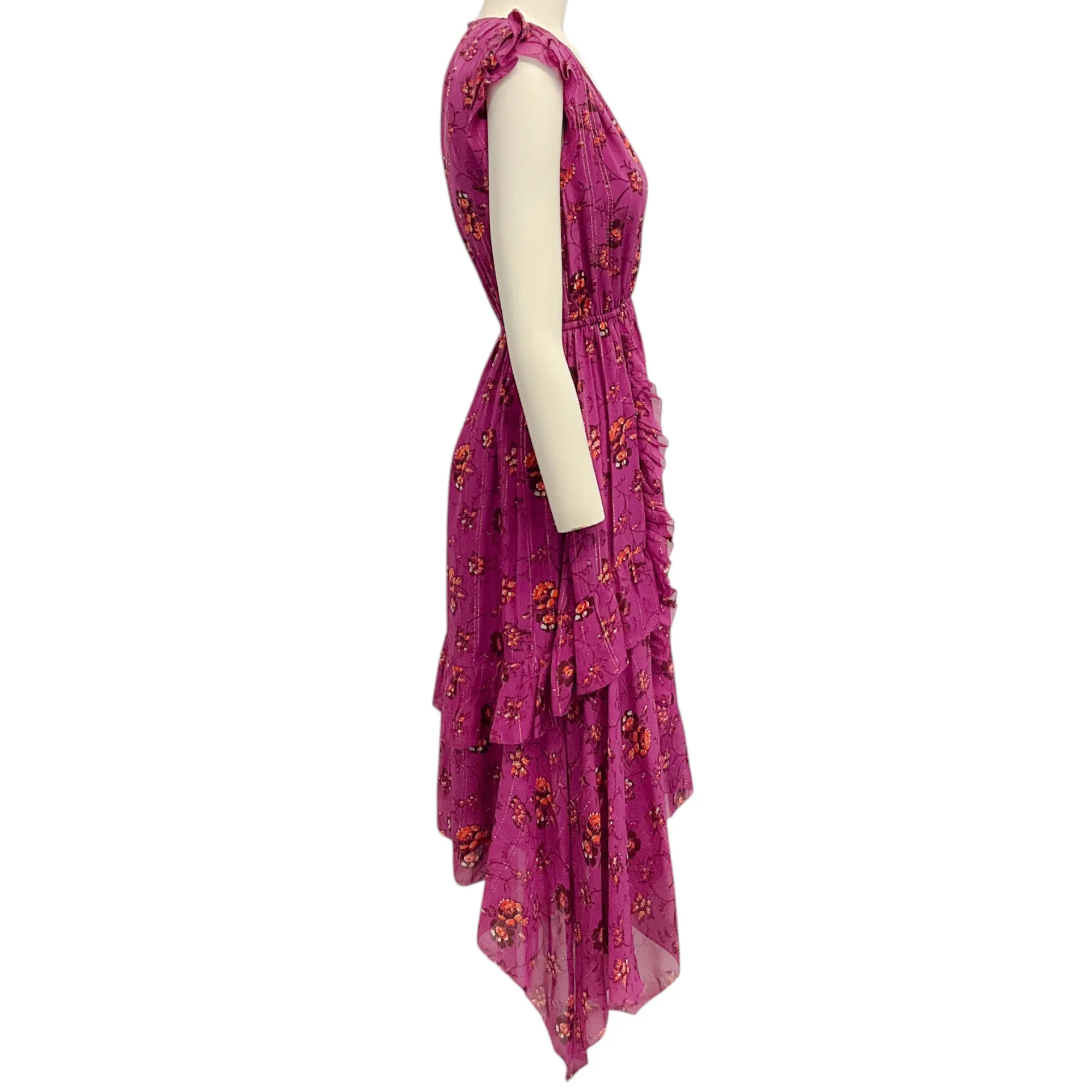 Ulla Johnson Magenta Floral Silk Ciel Dress