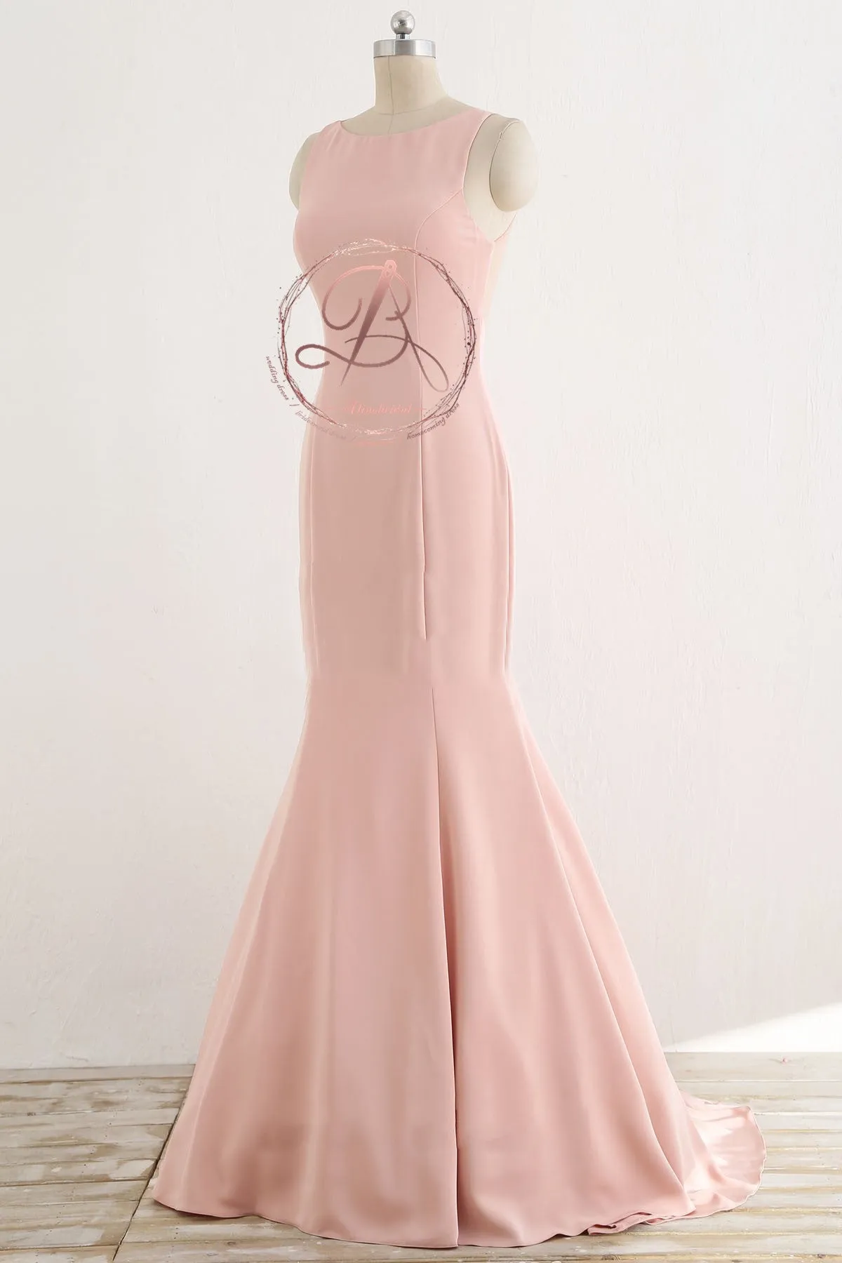 Unique Two Piece Pink Beading Top See Through  Back Mermaid Prom Dresses,PD00065