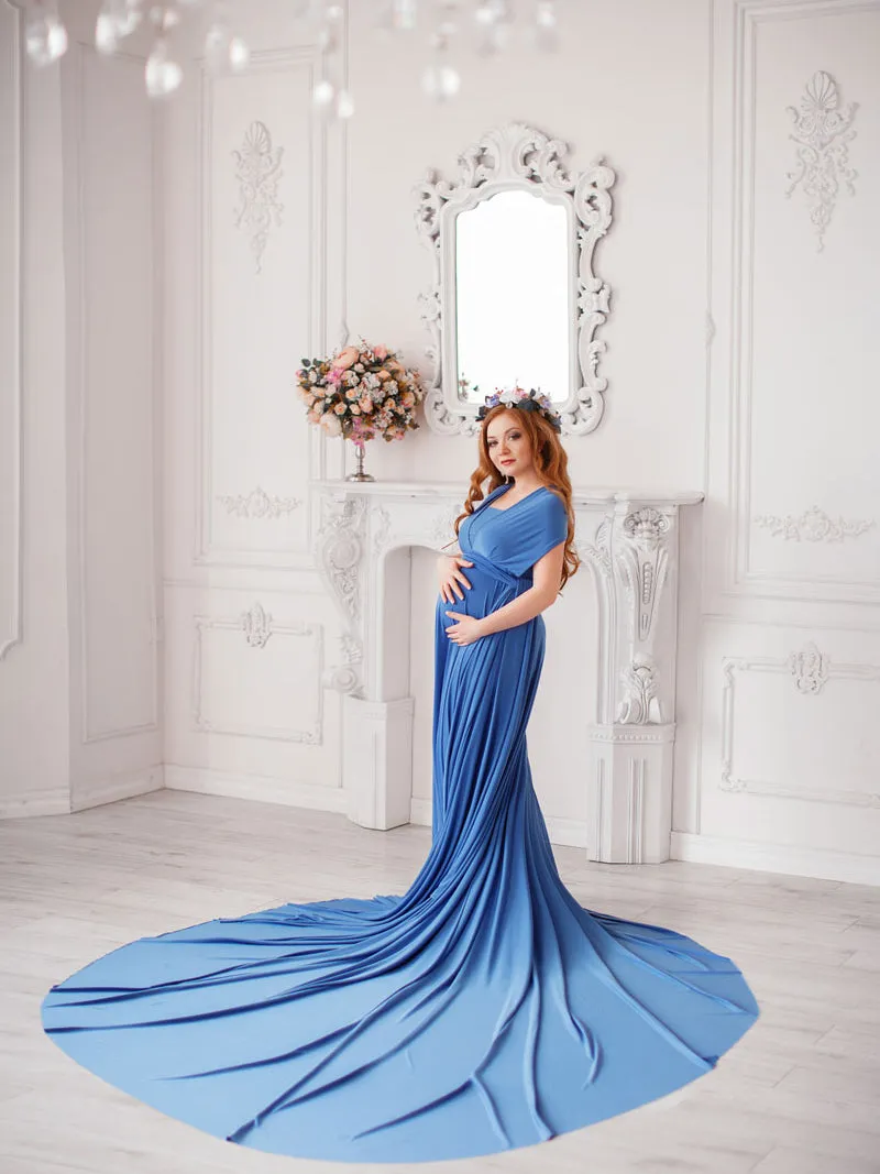 V-Neck Open Back A Line Long Evening Dress Party Elegant  Prom Gowns Formal Dresses