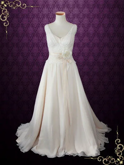 V Neck Silk Chiffon Grecian Beach Wedding Dress | Annmarie