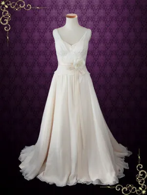 V Neck Silk Chiffon Grecian Beach Wedding Dress | Annmarie