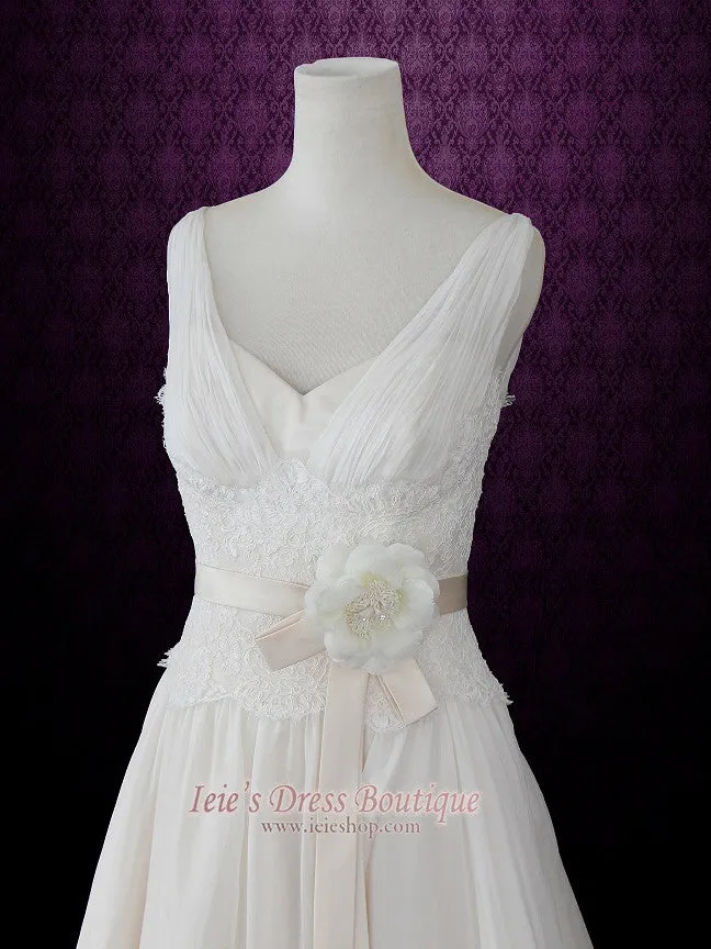V Neck Silk Chiffon Grecian Beach Wedding Dress | Annmarie