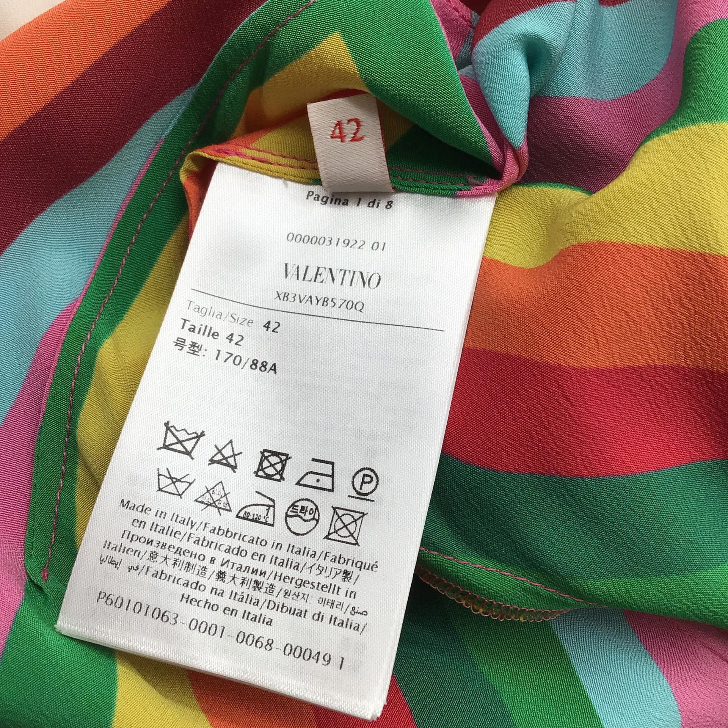 Valentino Multicolor Chevron Print Crepe De Chine Midi Dress