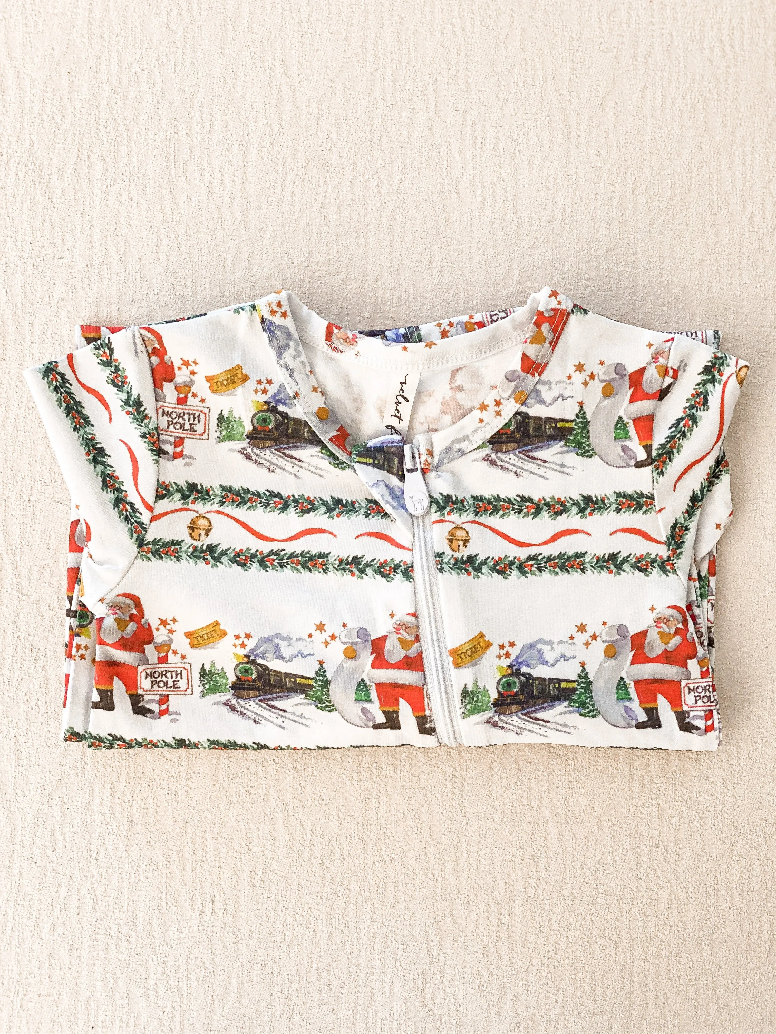 Velvet Fawn Ticket, Please! Zipper Footie Jammies